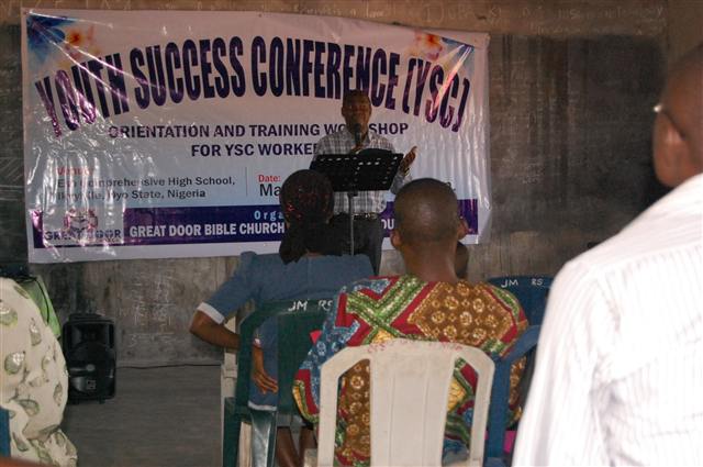 Volunteers in a training session